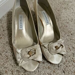 Caparros Ivory Rosette Heels, size 10